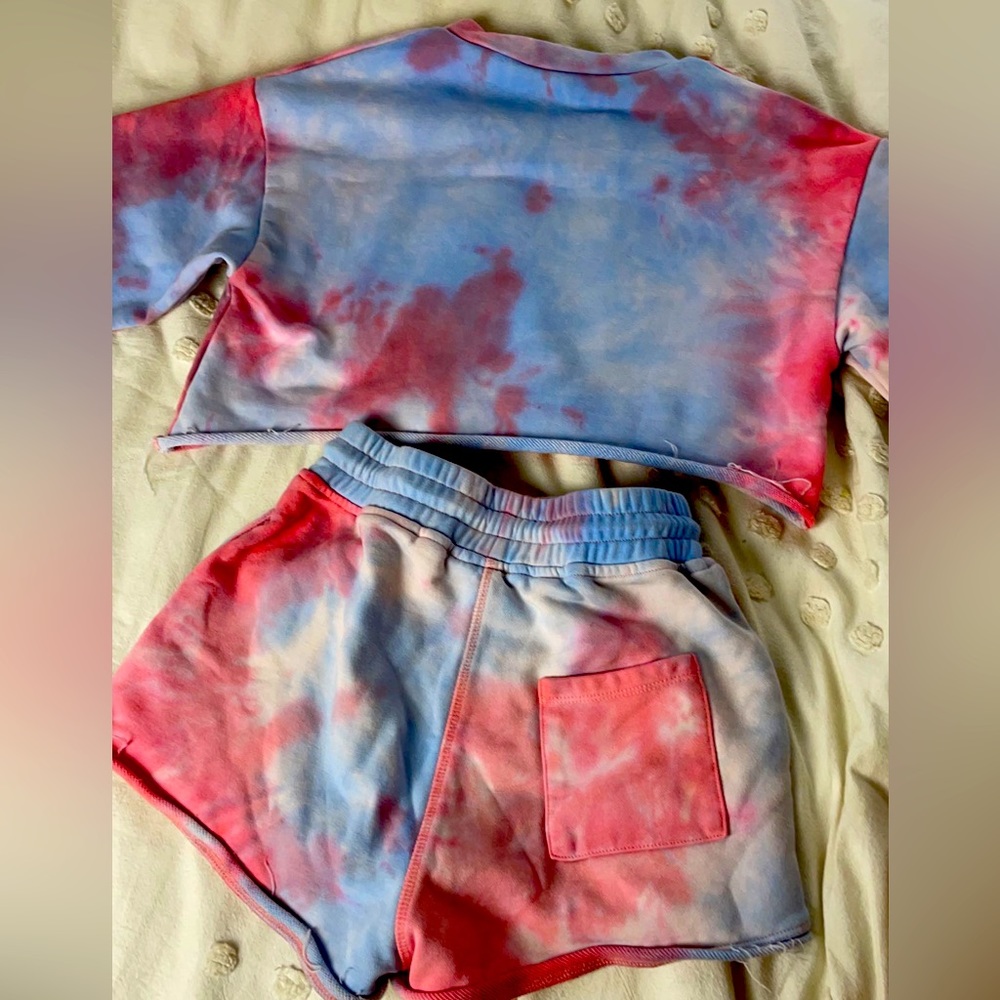 Tye dye- white fox set- 2 pack- blue&pink